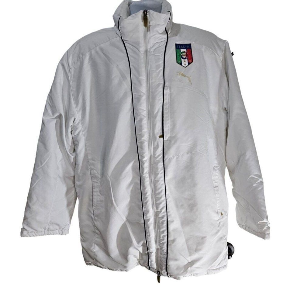 Puma Puffer Jacket Mens Size M White Italy Italian Italia FIGC